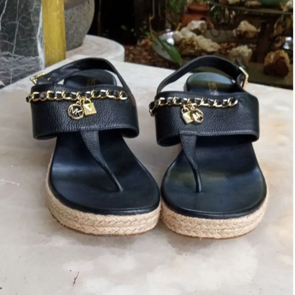 Michael-kors Black and Gold Sandals